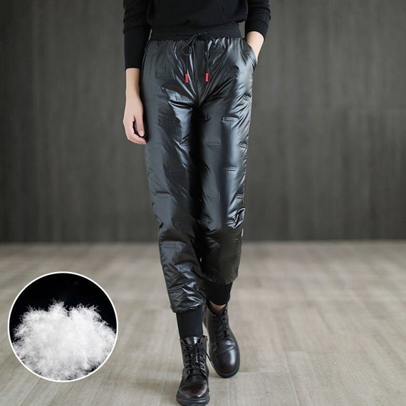 Winter Padded Down Pants Women, High Waist Down Pants, Warm Down