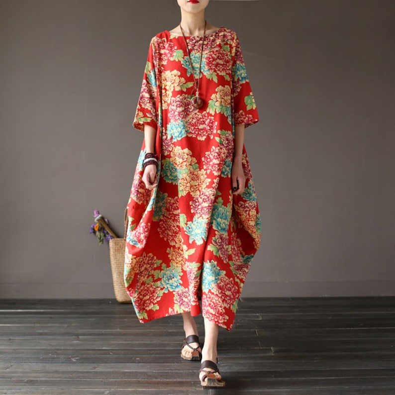 Retro Cotton and Linen Dresses Autumn Loose Art Linen Etsy Canada