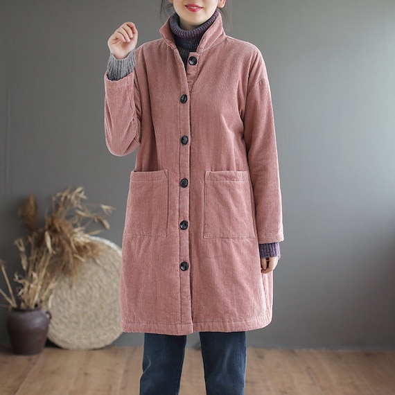 Ladies long corduroy coats 2025