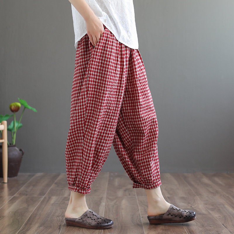 Checkered baggy hotsell trousers