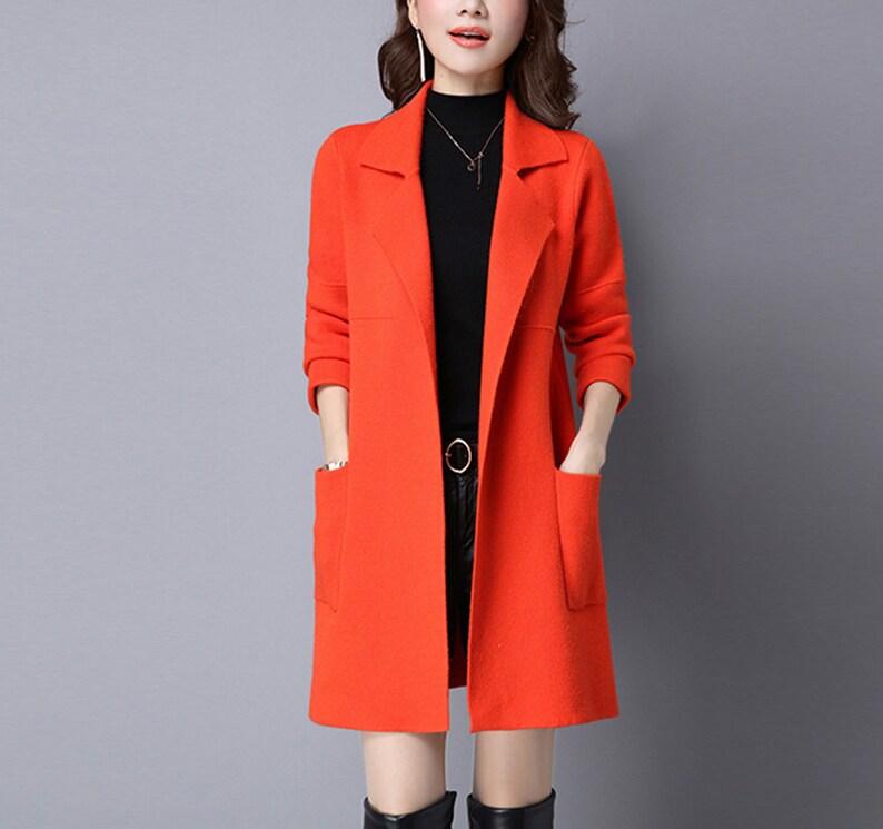 Large Lapel Knit Coat Women's Knit Cardiganwomen's Etsy