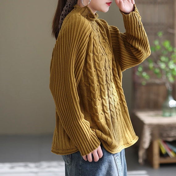 Women's plus top size cotton sweaters