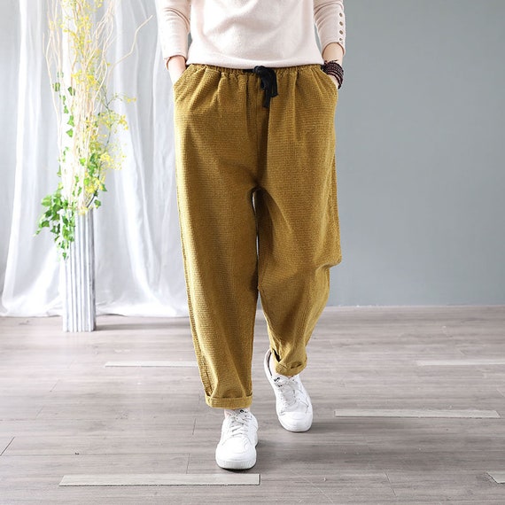Spring Retro corduroy casual pants loose slim casual | Etsy