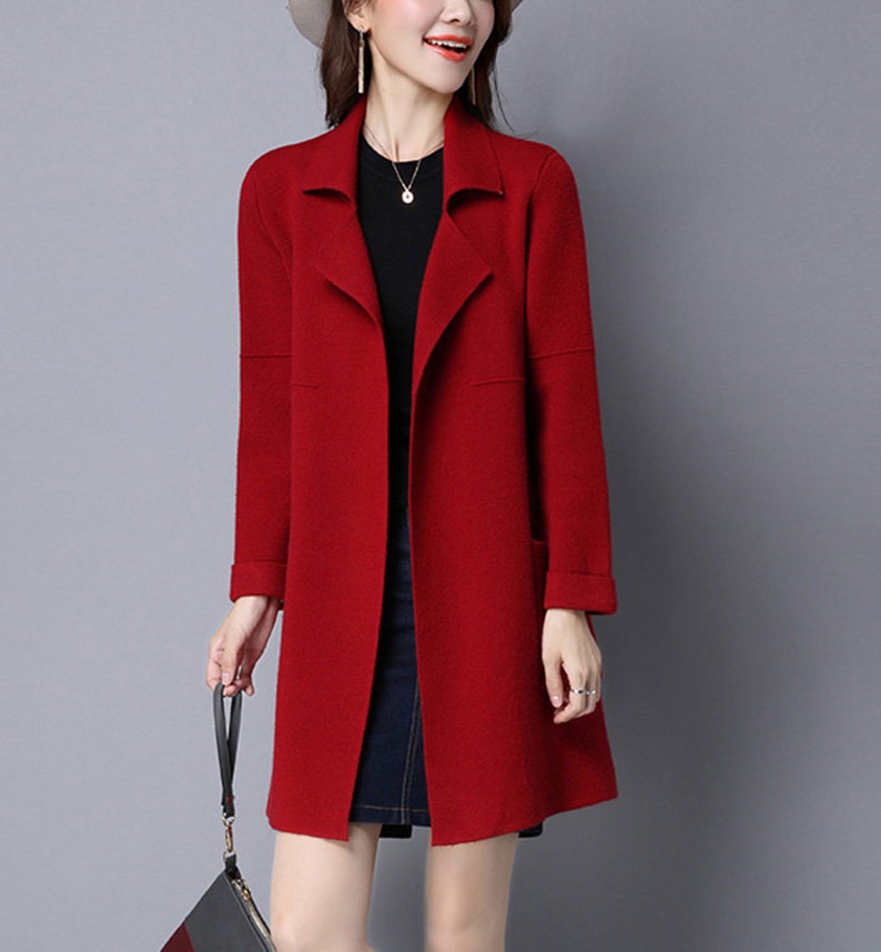 Large Lapel Knit Coat Women's Knit Cardiganwomen's Etsy