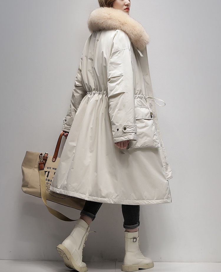 Winter Women's Midlength Down Coat, Loose Down Jackets, Long Down Coat