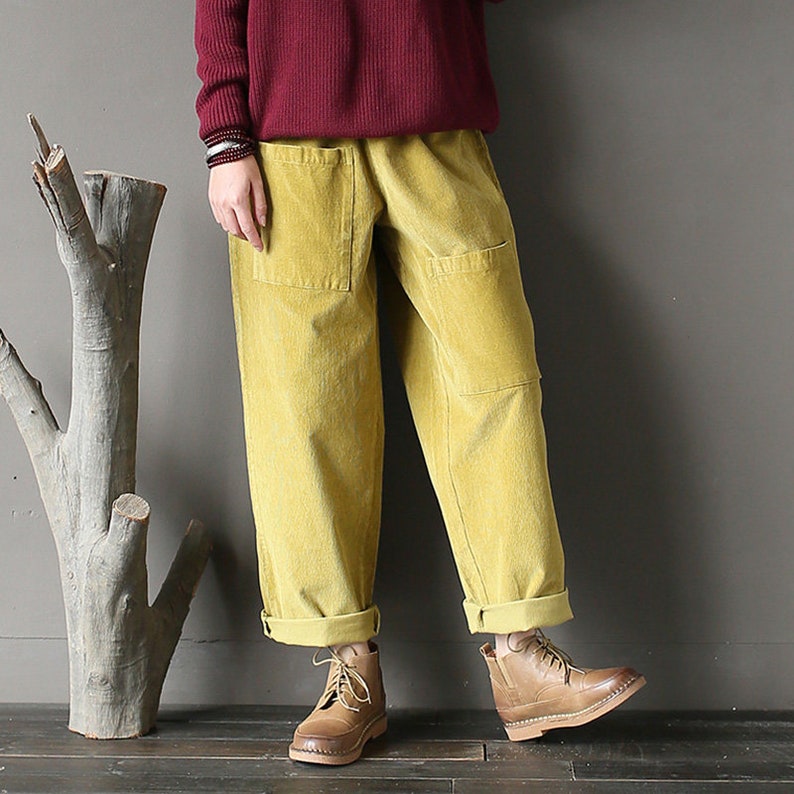 Winter Retro Cotton Corduroy Pants,harem Pants Loose Carrot Pants