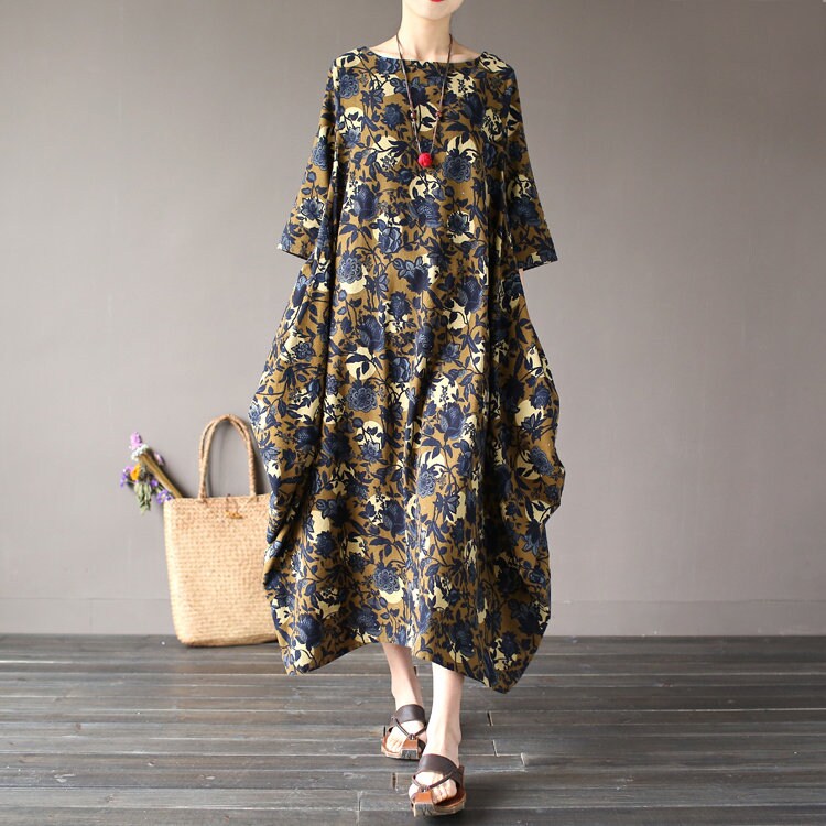 Retro Cotton and Linen Dresses Autumn Loose Art Linen | Etsy