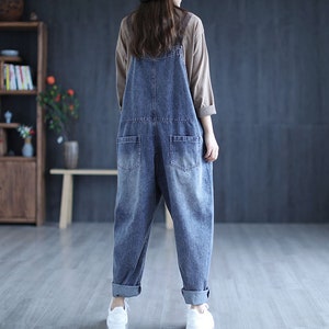 Retro Washed Denim Overalls for Women Loose Jumpsuits Casual - Etsy