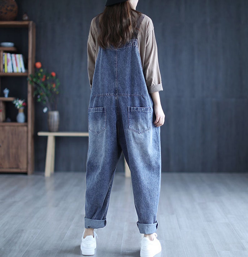 Retro Washed Denim Overalls for Women Loose Jumpsuits Casual | Etsy