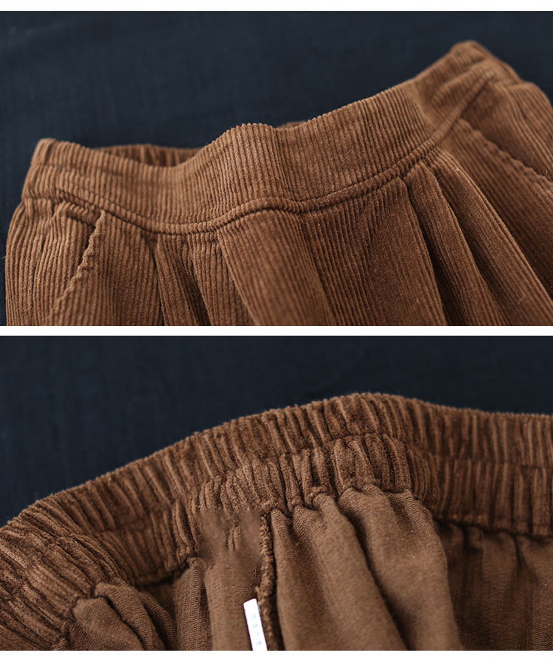 Retro Elastic Waist Corduroy Pants Women Casual Pants Solid - Etsy