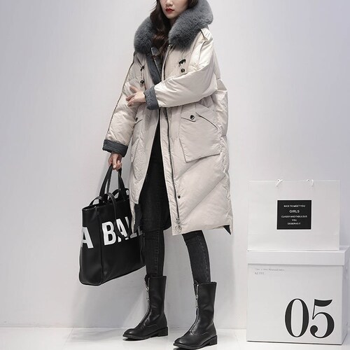 Winter Women's Midlength Down Coat Loose Down Jackets Etsy