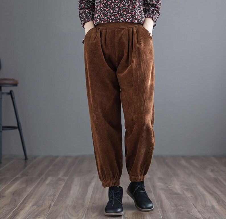 Elastic waist corduroy pants womens Clearance