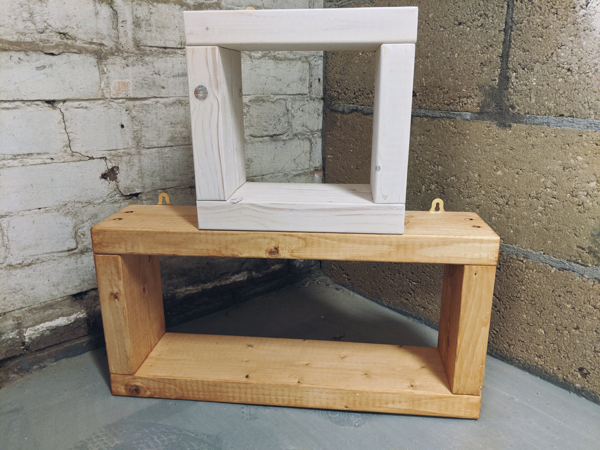 Chunky wooden freestanding box shelving unit Etsy