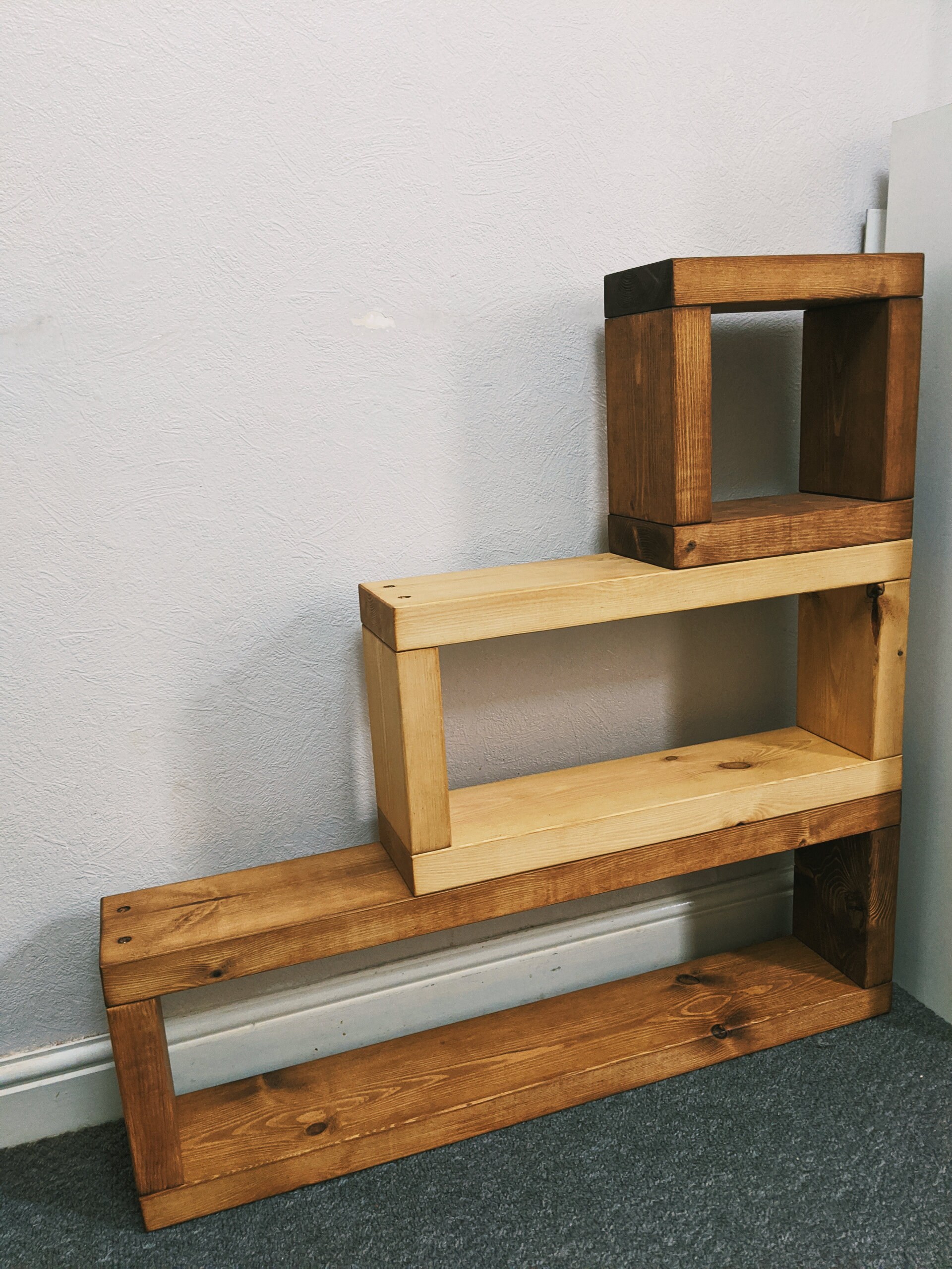 Chunky wooden freestanding box shelving unit Etsy