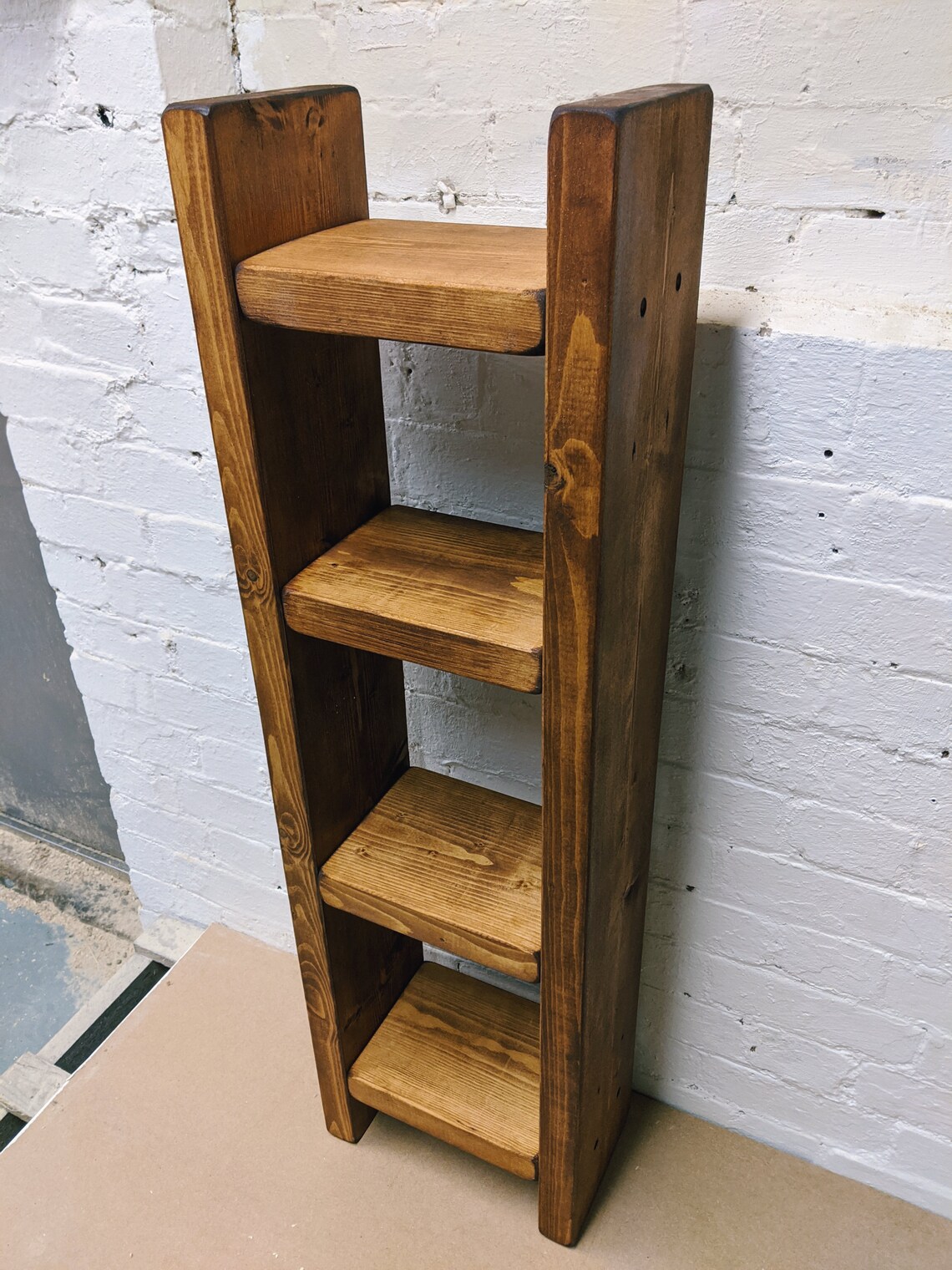 Handmade wooden chunky rustic shelf storage / bookcase in Dark Etsy