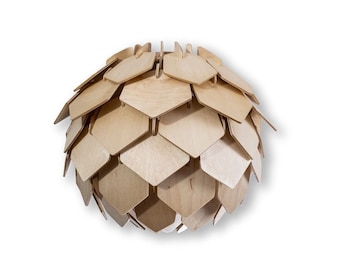 Applique ou plafonnier en pomme de pin en bois fabriqué à la main Made in Italy | Scandinave - Applique en bouleau de style nordique