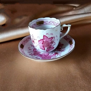 Vintage Kaffeetasse, griechische Kaffeetasse, Rosa Handbemaltes Porzellan, Espressotasse, Nachmittagskaffee, Vintage Handbemaltes Porzellan,
