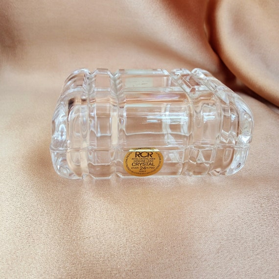Vintage Clear Crystal Jewelry Box, Italian RCR Crystal Trinket Box, Beautiful Vintage Full Lead Crystal Bomboniere, Gift for Her, Home Deco