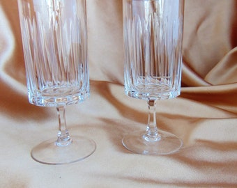 Two Vintage Crystal Wine Glasses, Viscount Josair Crystal, JosephineHutte Glasses, Vintage Water Goblets, German Luxury Antique Crystal
