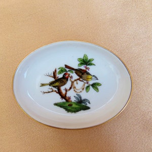 Herend Hand Painted Porcelain Small Oval Dish, Rothschild Pattern Trinket Dish, Ring Dish, Birthday Gift, Gift for her, Bridesmaid Gift