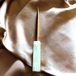 Elegante abridor de sobres de ágata, cortador de papel vintage, regalo de lujo para oficina, regalo para él, regalo profesional, abridor de cartas de ágata verde