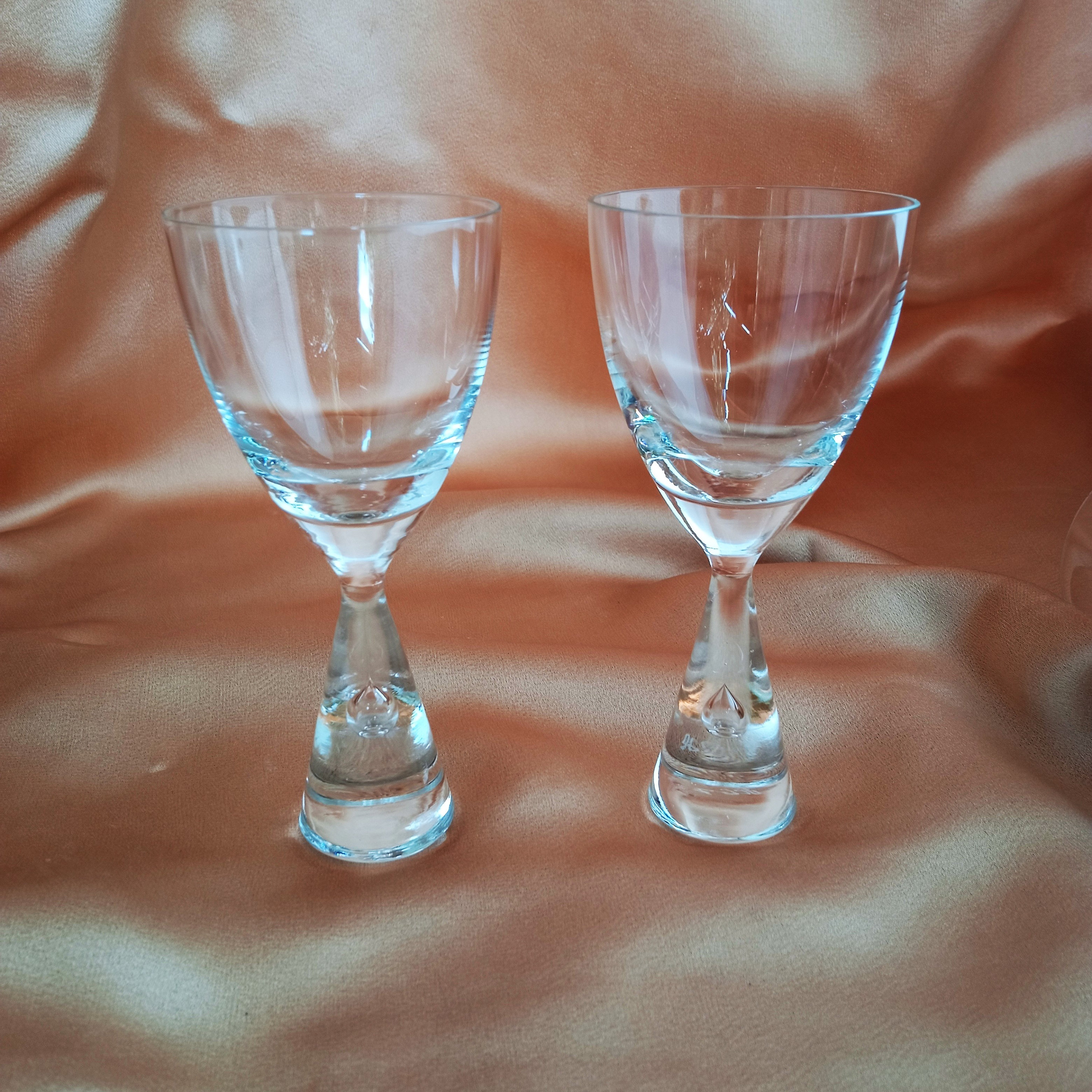 Vintage Holmegaard Princess Crystal Tear Drop Glasses, Two Vintage Crystal Liqueur Glasses, Romantic Tet a Tet, Antique Cordial Crystal