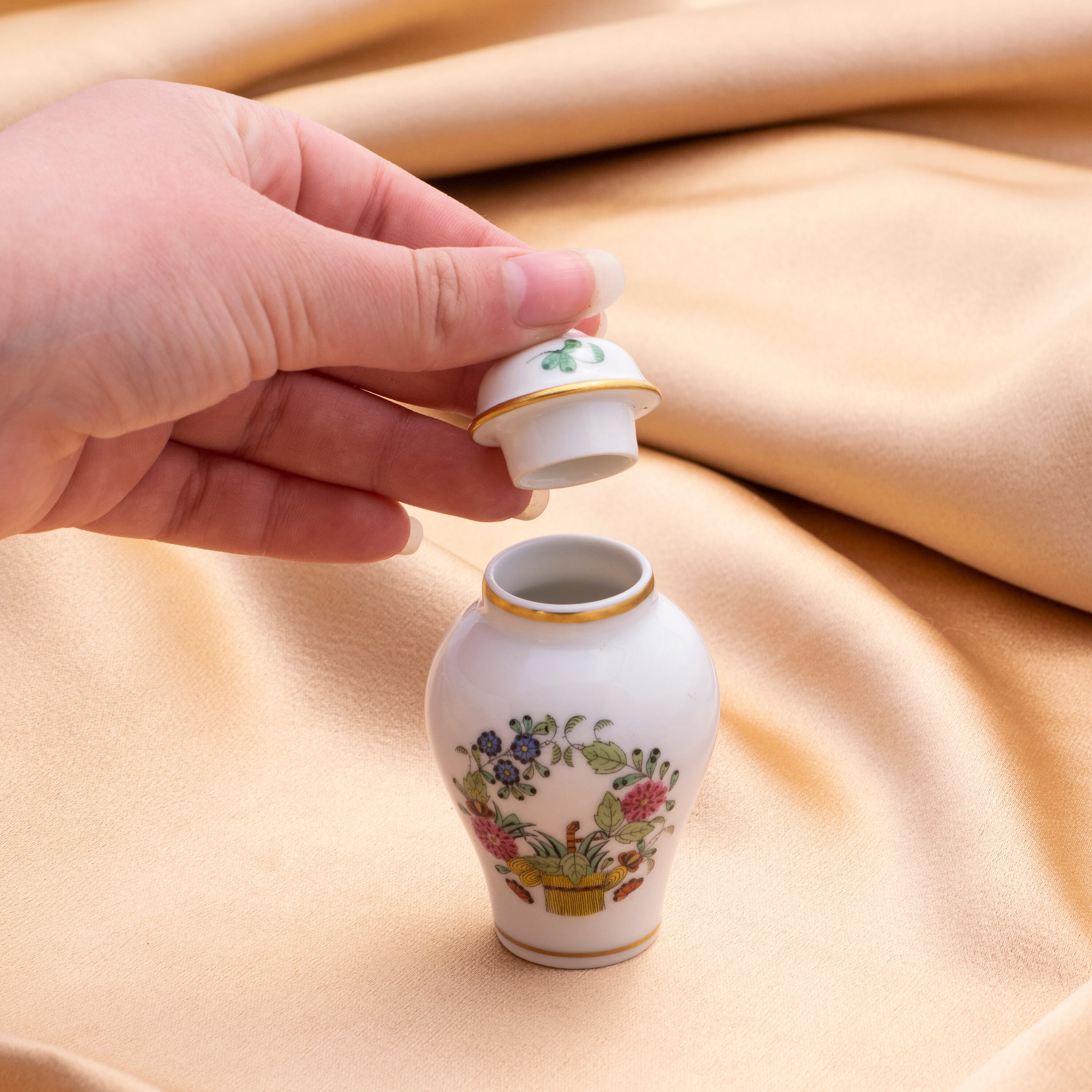 Small Porcelain Vase With Lid Miniature Herend Lidded Vase Etsy