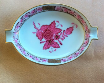 Pink Vintage Trinket Dish, Herend Porcelain Handpainted Ashtray, Vintage  Raspberry Apponyi Display Porcelain,  Chinese Bouquet Fine China