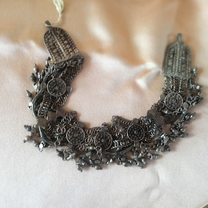 RARE Ethnic Bedouin Yemen Silver Necklace , Silver Old Yemen Headband, Wedding Antique Ornament, Collectors Piece, Ornated Silver Tradition