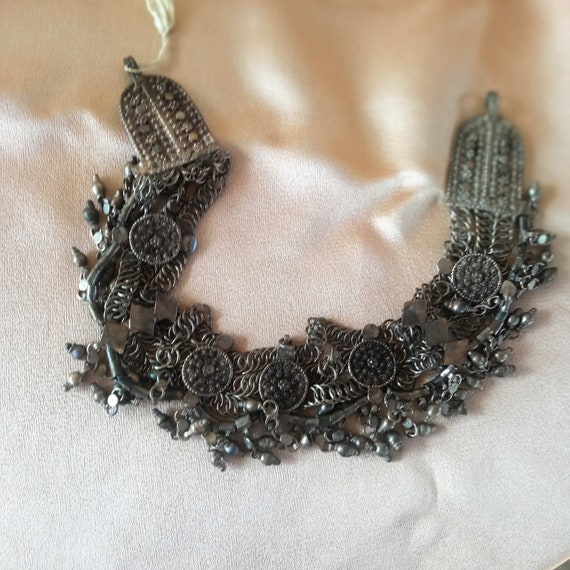 RARE Ethnic Bedouin Yemen Silver Necklace , Silve… - image 1