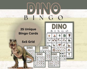 Bingospel Dinosaurussen | 25 unieke kaarten, verjaardag dino (pdf)
