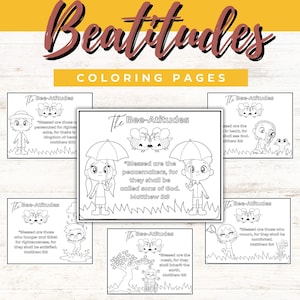 Beatitudes Coloring Pages | Bible Activities | Printable Bible Verse Game | Sermon on the Mount | Sunday School | Beatitudes Activities |