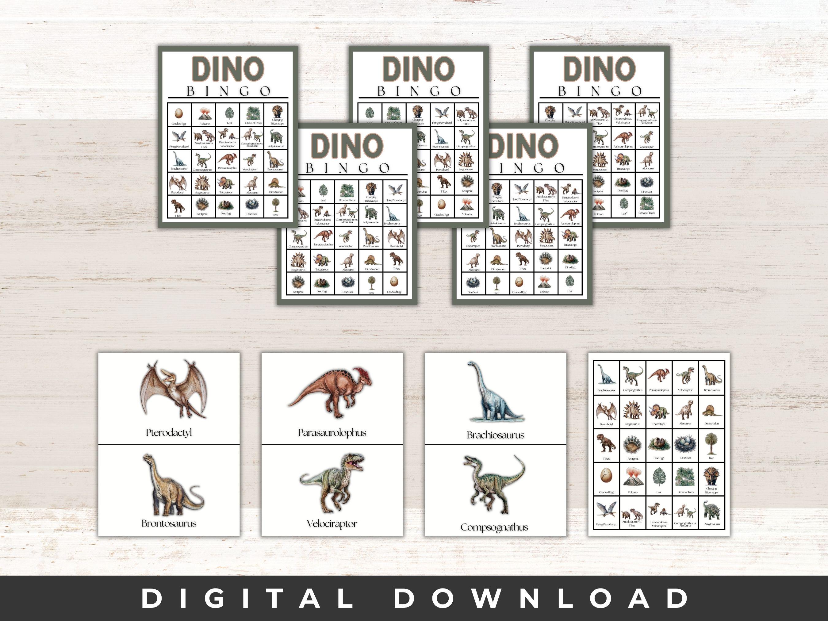 Dinosaur Bingo Game | 25 Unique Cards, Dino Birthday (PDF) - Etsy