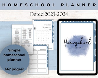 Dated Digital Homeschool Planner | 2023-2024 Homeschool Planner | Homeschooling Planner