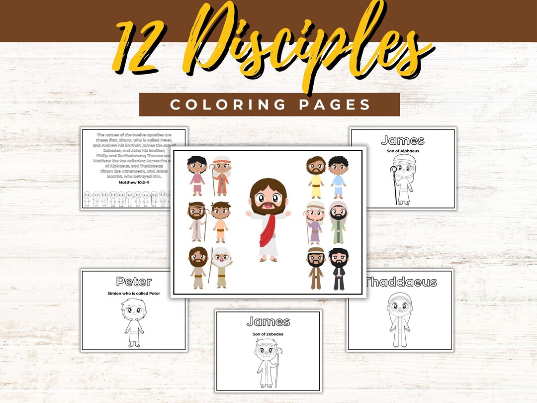 The 12 Disciples Coloring Pages VBS Sunday School Bible Lesson