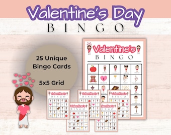 Printable Valentine's Day Bingo | Bingo Cards | Religious | Christian | Bible Bingo | Printable Bingo | Sunday School | Valentine's Day