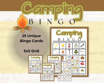 Camping Bingo | Nature Bingo | Bingo Game | Preschool Games | Camping Scavenger Hunt | Camping Games