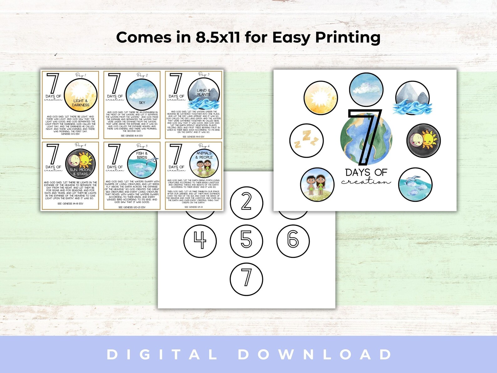 7 Days of Creation Printable | 7 Days of Creation Activities | 7 Days ...
