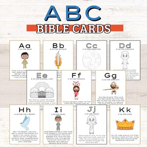 Schede didattiche con le Scritture della Bibbia ABC: pagine da colorare per bambini (PDF)