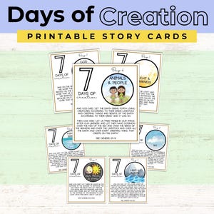 7 Days of Creation Printable Cards | Genesis | Sunday School |