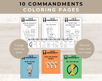 10 Commandments Coloring Pages | Bible Activities |Sunday School Craft | Mini-Book |