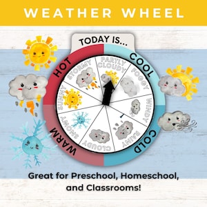 Weerwiel | Afdrukbaar weerwiel | Kleuterweer | Weerstation | Pre-K Wetenschap | Thuisschoolleeractiviteit | Kleuterschool