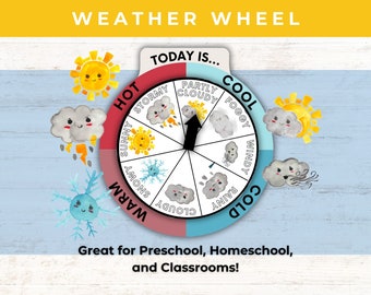Weather Wheel | Printable Weather Wheel | Preschool Weather | Weather Station | Pre-K Science | Homeschool Learning Activity | Kindergarten