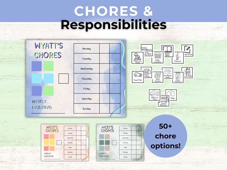 Chore Chart for Children Chore Chart Responsibilities Chart Kids Daily Responsibilities Chart Printable Expansion Task List image 1