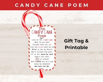 Candy Cane Poem | Candy Cane Tag | Candy Cane Gift | Candy Cane Printable | Teachers Gift | Christmas Candy Cane |