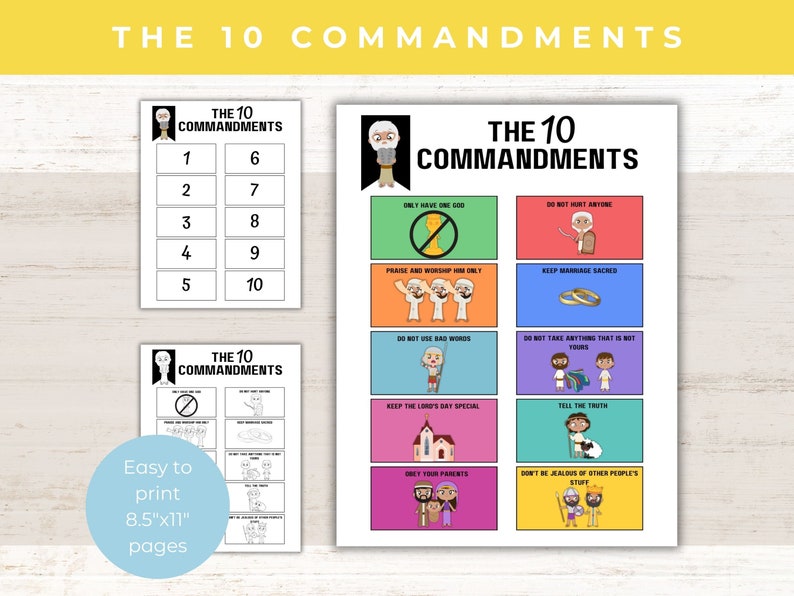 10 Commandments Printable | Bible Printable | 10 Commandments Coloring ...