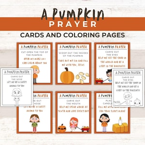 Pumpkin Prayer Coloring | Christian Halloween Pumpkin Carving | Fall |