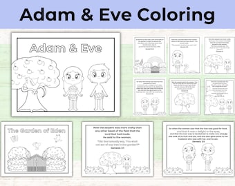 Adam and Eve Coloring | Adam and Eve Coloring Pages | Creation Coloring | Genesis Coloring | Bible Coloring Pages