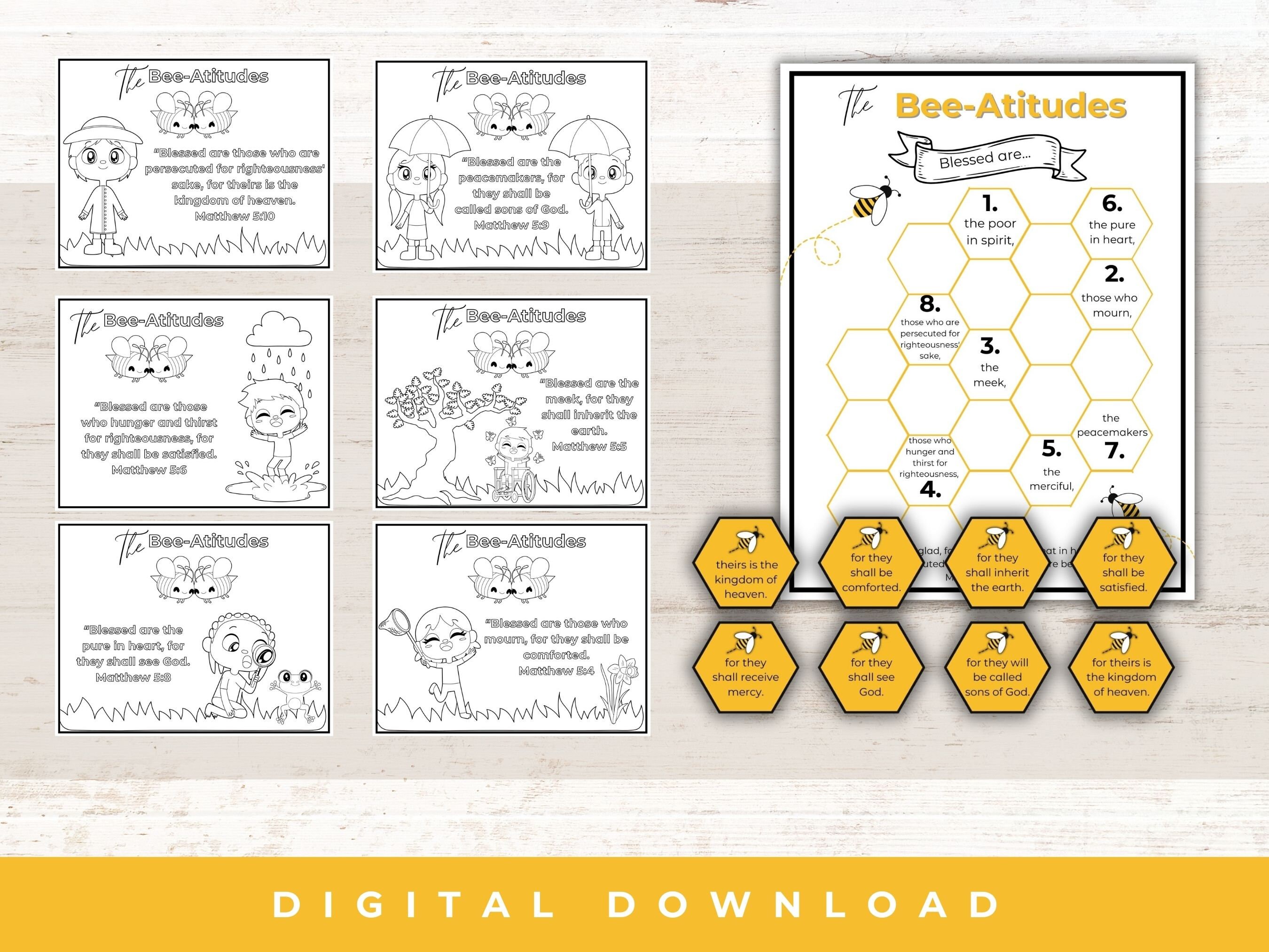Beatitudes Coloring Pages | Bible Activities | Printable Bible Verse ...