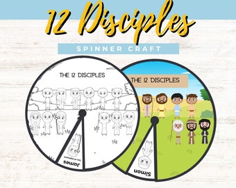 The 12 Disciples Coloring Spinner Wheel | Kids Bible Lesson| Sunday School Craft| 12 Disciples Coloring Pages | Bible Story Activity |